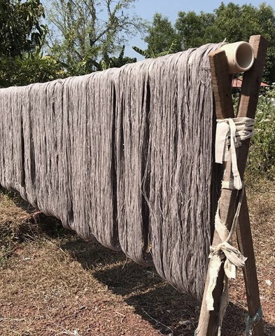 Dyed Hank yarn being dried before it goes on to the Handloom