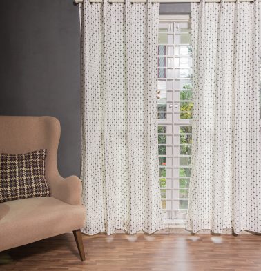 Customizable Curtain, Cotton - Diamond Lines - Brown