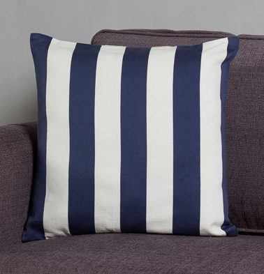 Satin Stripe Cotton Cushion cover Ivory/Indigo 18x18