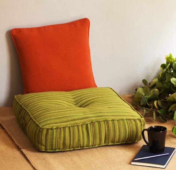 Handwoven Cotton Floor Cushion Citronelle Green