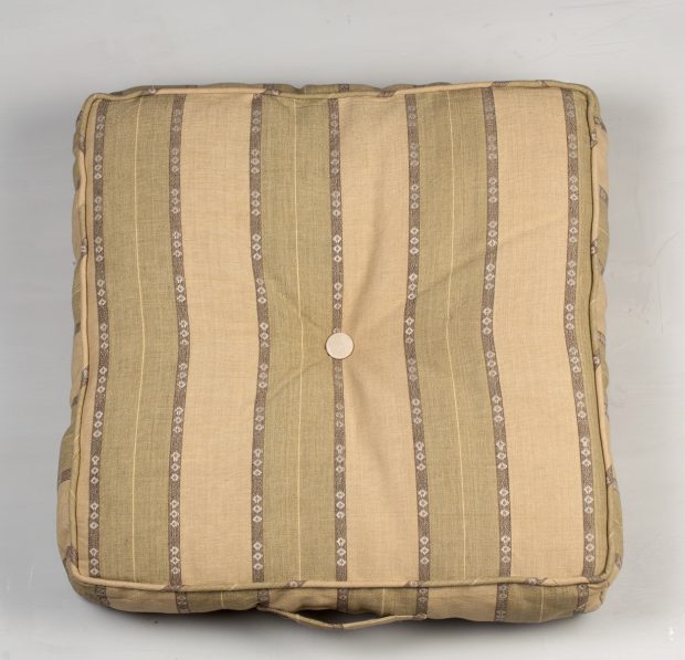 Stripe Cotton Floor Cushion Beige/Fern