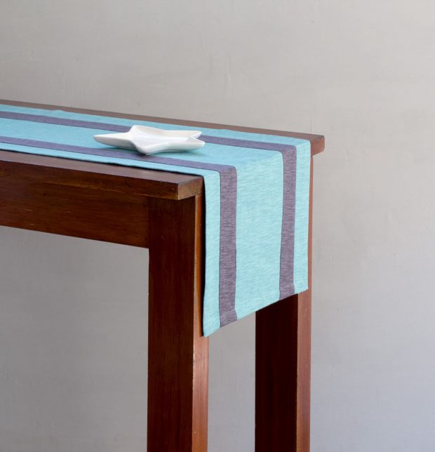 Textura Cotton Table Runner Teal Blue/Grey 14