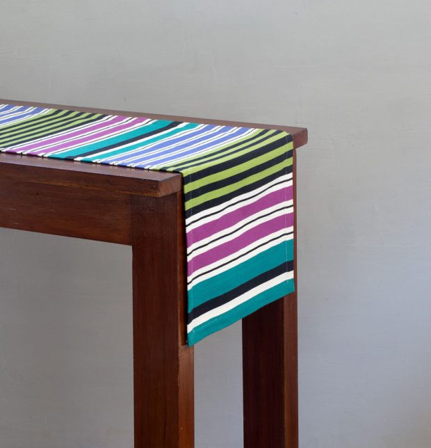 Satin Stripe Cotton Table Runner Multi-color 14