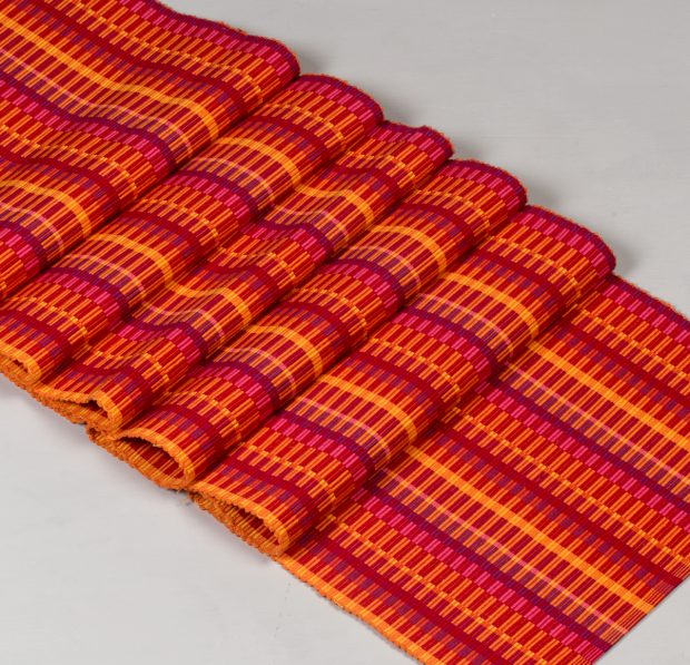 Handwoven Stripes Cotton Table Runner Beetroot Red/Yellow 14