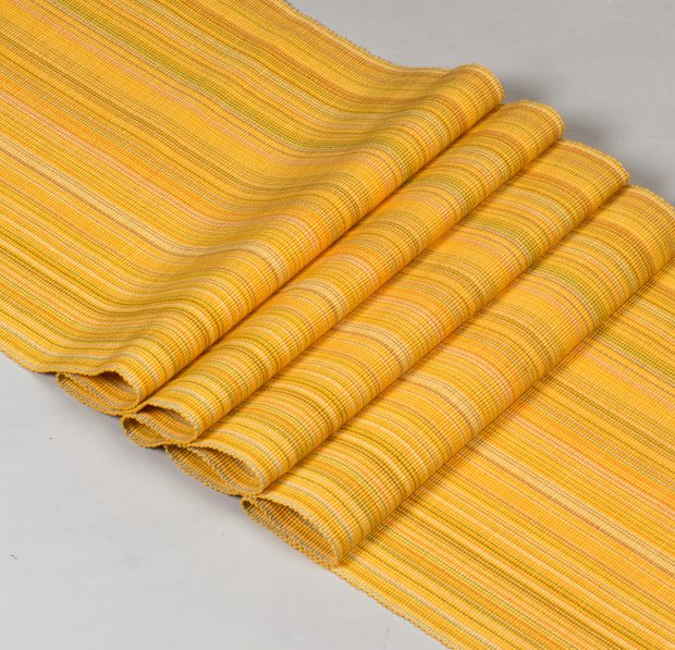 Handwoven Stripes Cotton Table Runner Yellow 14
