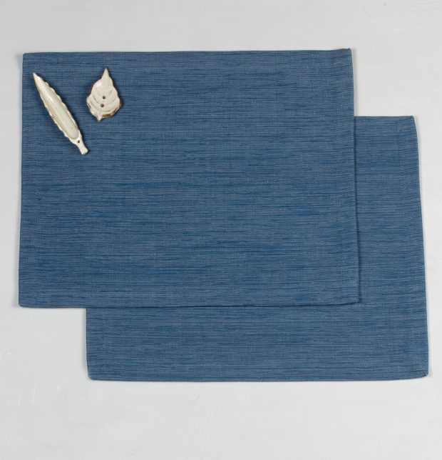 Handwoven Cotton Table Mats Steel Blue - Set of 6