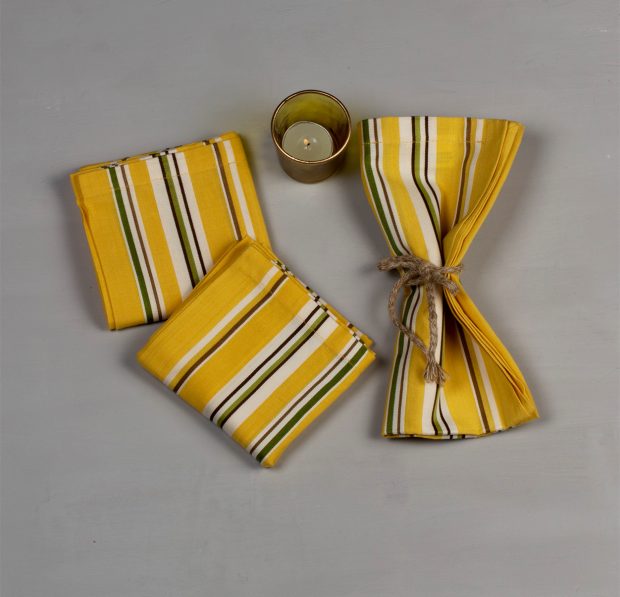 Stripe Cotton Table Napkins Yellow - Set of 6
