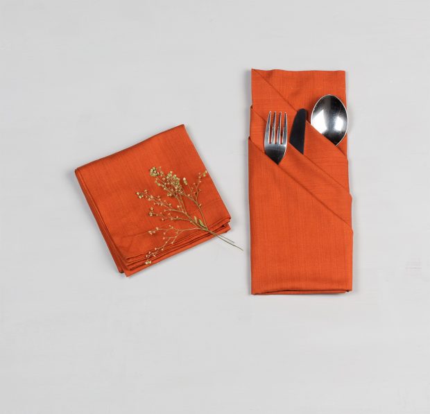 Solid Cotton Table Napkins Rust Orange- Set of 6