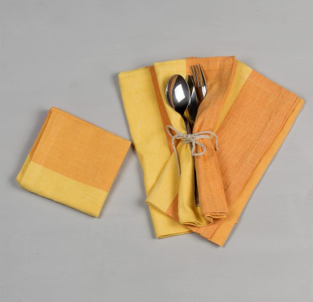 Broad Stripe Cotton Table Napkins Yellow - Set of 6