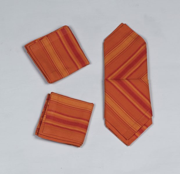 Stripe Cotton Table Napkins Orange- Set of 6