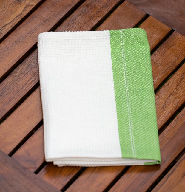 Honeycomb/Twill Cotton Kitchen Towel Parrot Green