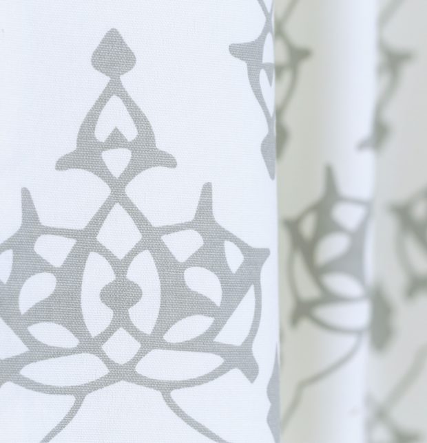Arabic Chevron Cotton Fabric Dove Grey/White