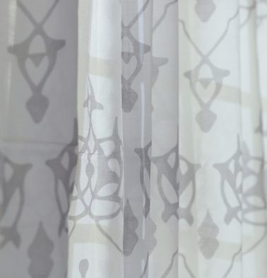 Arabic Chevron Cotton Sheer Fabric Dove Grey/White