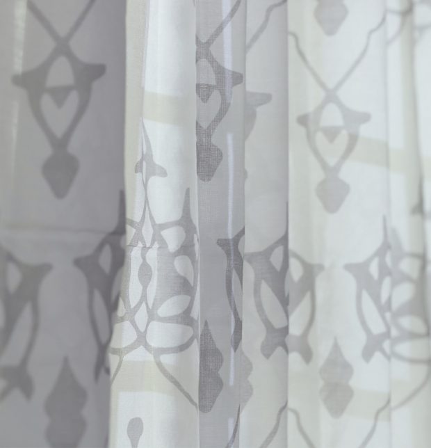 Arabic Chevron Sheer Cotton Curtain Dove Grey