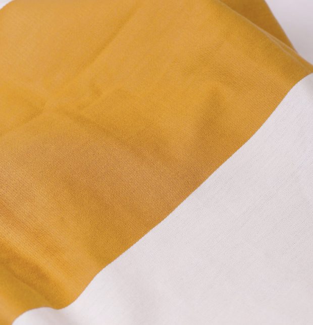 Broad Stripe Cotton Bed Sheet Mustard  - With 2 pillow covers