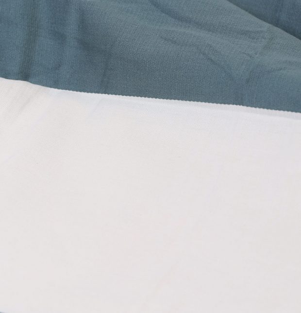 Broad Stripe Cotton Bed Sheet Silver Blue  - With 2 pillow covers