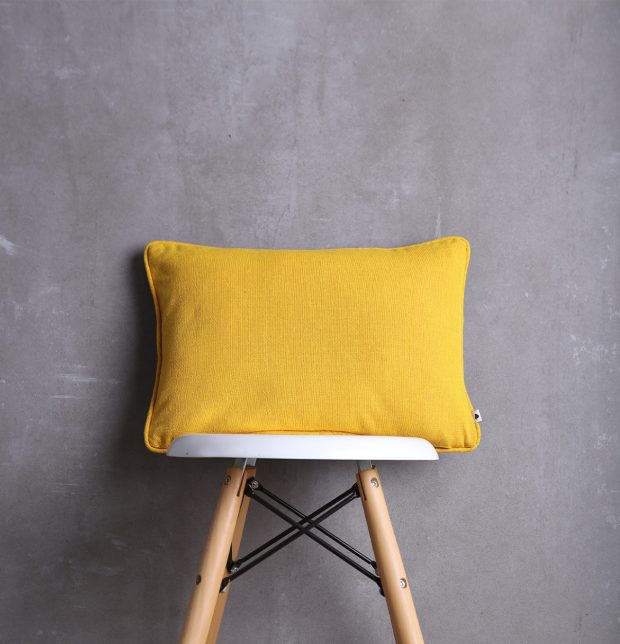 Chambray Cotton Cushion cover Grey/Yellow 12