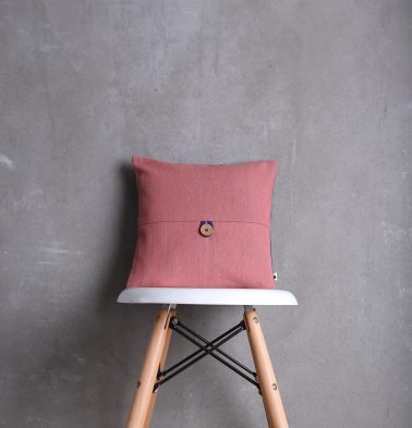 Chambray Cotton Cushion Cover Peach 12″x12″