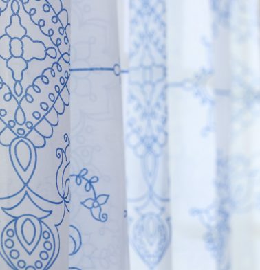 Classic Lines Cotton Sheer Fabric Blue