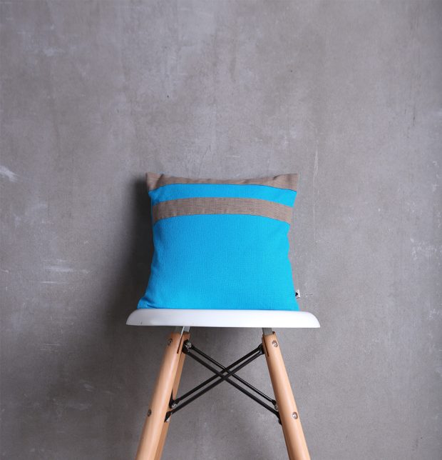 Stripe Cotton Cushion cover Blue/Beige 12