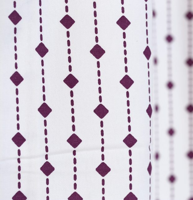 Customizable Curtain, Cotton - Diamond Lines - Violets