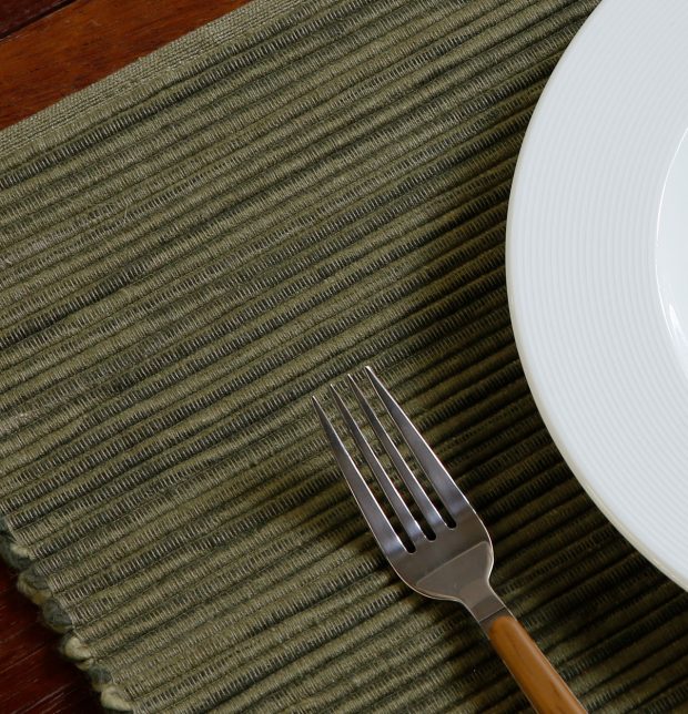 Handwoven  Cotton Table Mats Seagrass Green - Set of 6