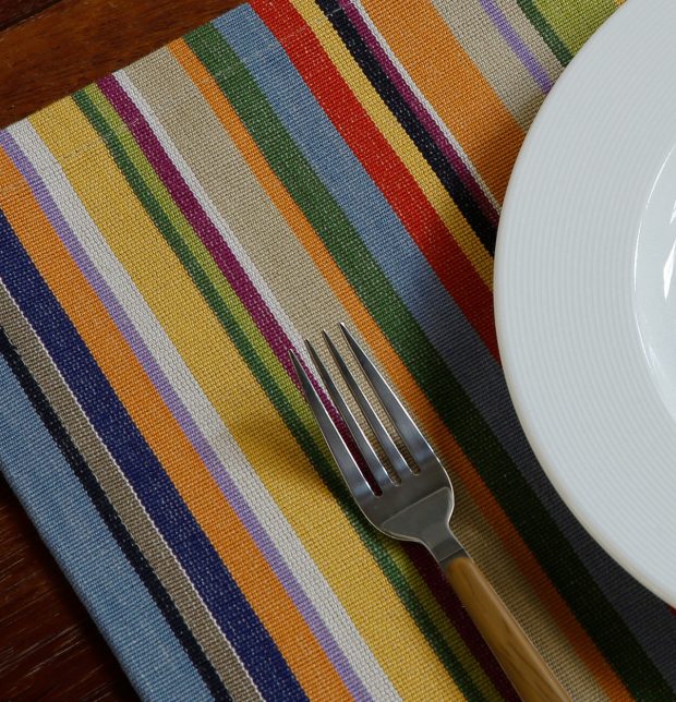 Handwoven Sunny Stripes Cotton Table Mats Multi-color - Set of 6