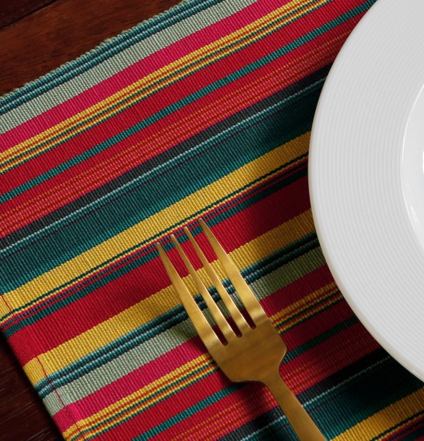 Handwoven Vibrant Stripe Cotton Table Mats Multi-color - Set of 6