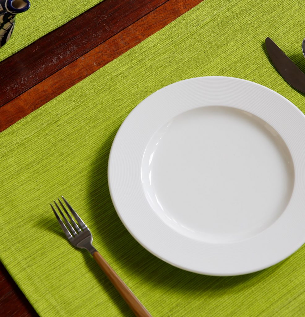 Handwoven Cotton Table Mats Lime Green Set of 6 Thoppia