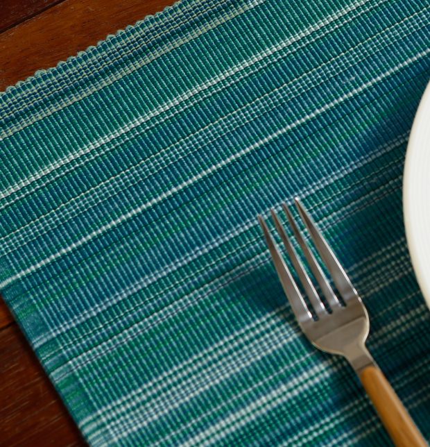 Handwoven Stripe Cotton Table Mats Blue - Set of 6