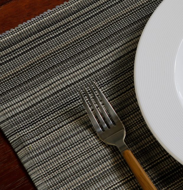Handwoven Stripes Cotton Table Mats Grey - Set of 6