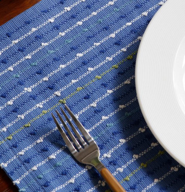Handwoven Stripes Cotton Table Mats Bluebriar - Set of 6
