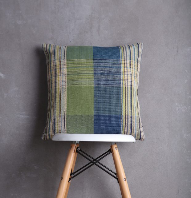 Meadow Checker Cotton Cushion cover Green/Blue 18