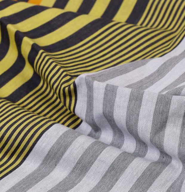 Melange Stripes Cotton Bed Sheet Yellow- With 2 pillow covers