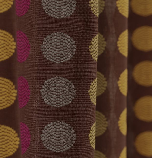 Customizable Curtain, Cotton - Polka - Brown