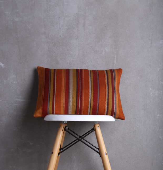 Satin Stripes Cotton Cushion cover Rust/Orange 12