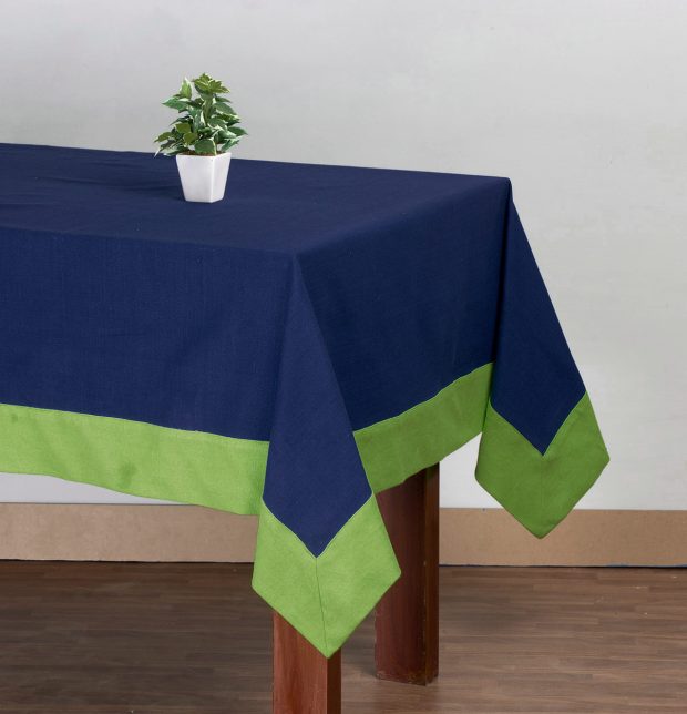 Solid Cotton Table Cloth Lime Green/Blue