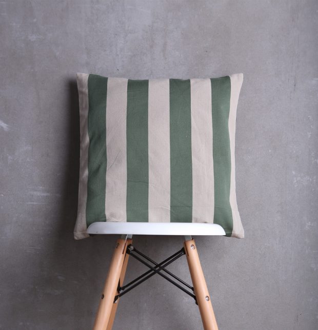 Stripe Cotton Cushion cover Beige/Green 18
