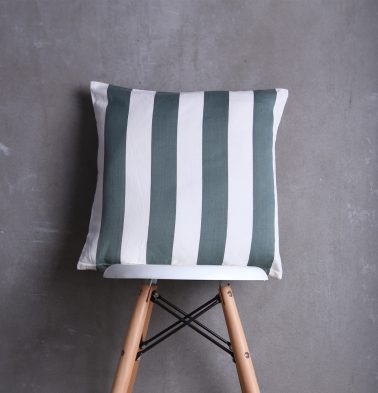 Stripe Cotton Cushion cover Ivory/Steel Grey 18x18
