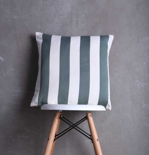 Stripe Cotton Cushion cover Ivory/Steel Grey 18
