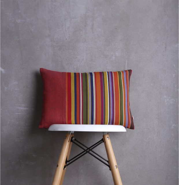 Striped Cotton Cushion cover Aurora Red/Multicolor 12