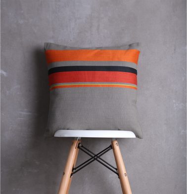 Striped Satin Cotton Cushion cover Slate Grey  18x18