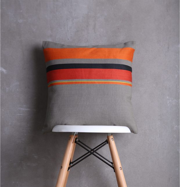 Striped Satin Cotton Cushion cover Slate Grey  18