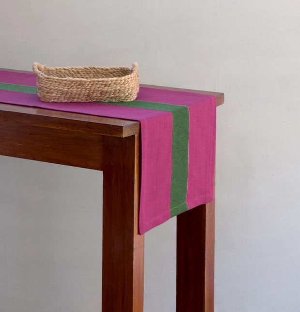 Textura Cotton Table Runner Pink/Green 14