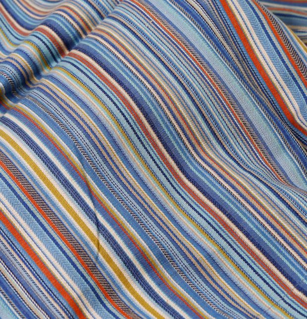 Woven Stripes Cotton Duvet Cover Blue