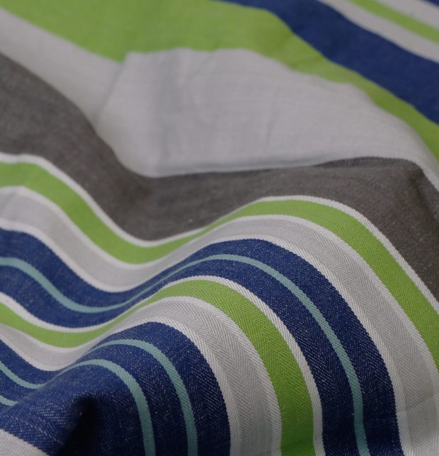 Customisable Woven Stripes Duvet Cover Brillliant Green/Blue