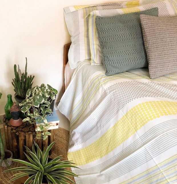 Customisable Cotton Duvet Cover Broad Border Yellow