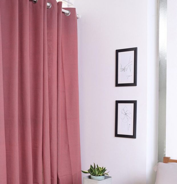 Chambray Cotton Curtain Chrysanthemum Pink