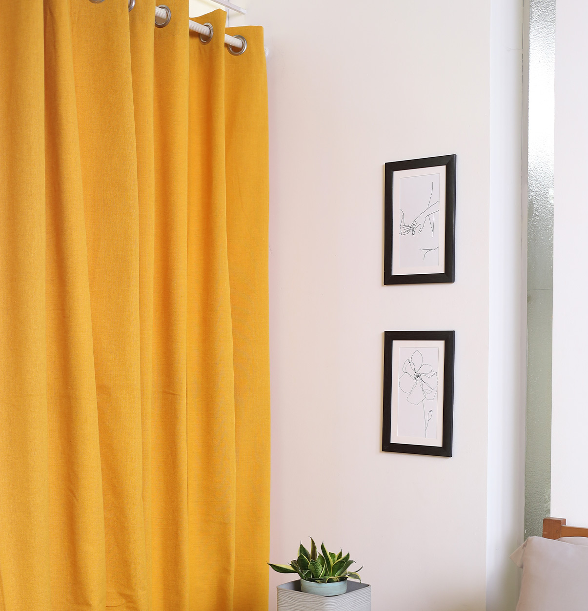 Chambray Cotton Curtain Sunflower Yellow