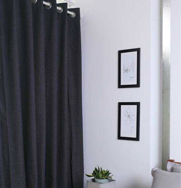 Customizable Curtain, Chambray Cotton - Urban Chic Dark Grey